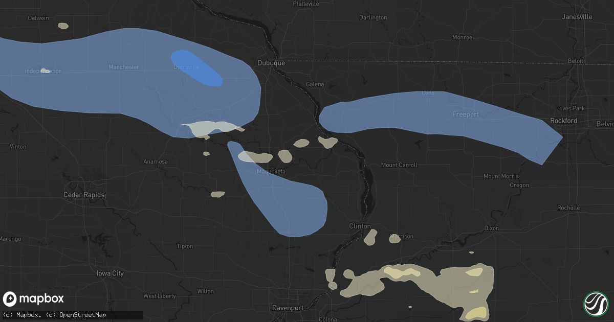 Hail map in Spragueville, IA on August 11, 2026