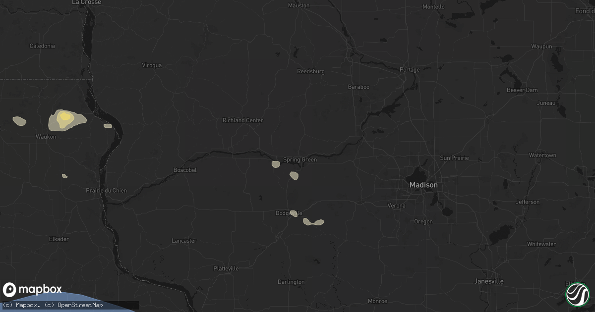 Hail map in Spring Green, WI on August 11, 2026