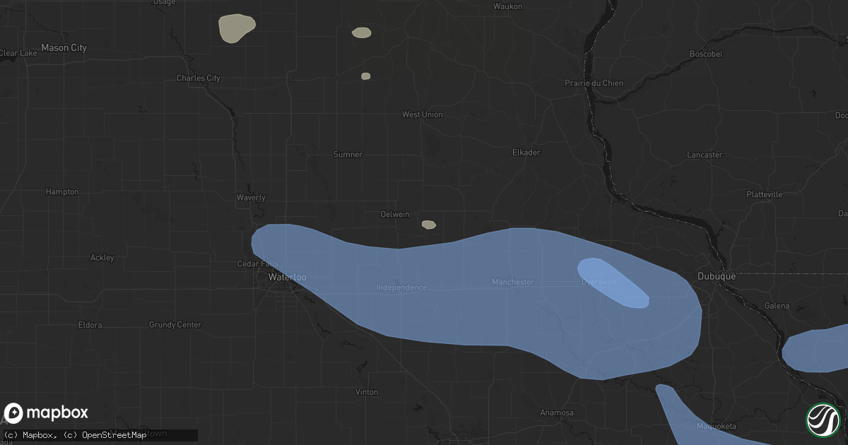 Hail map in Stanley, IA on August 11, 2026