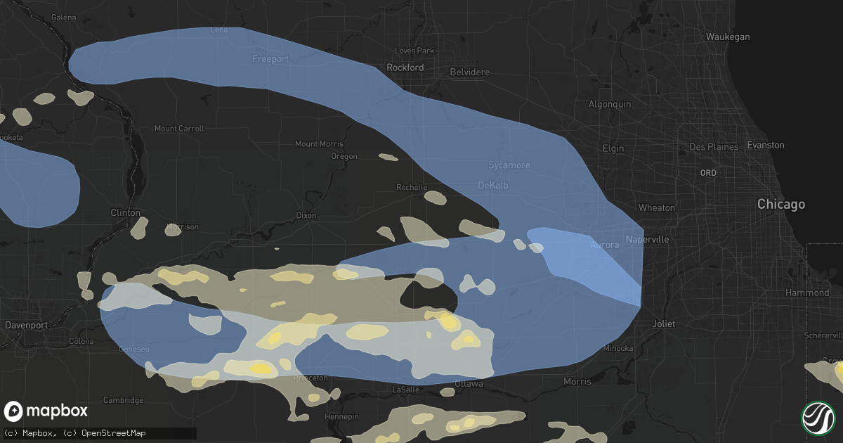 Hail map in Steward, IL on August 11, 2026