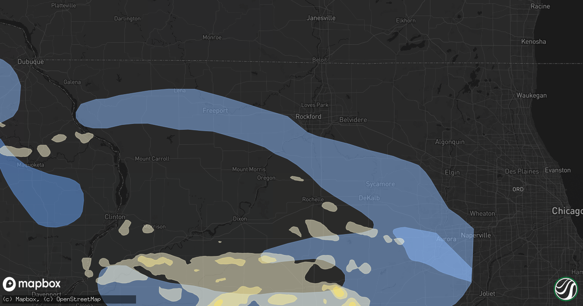 Hail map in Stillman Valley, IL on August 11, 2026