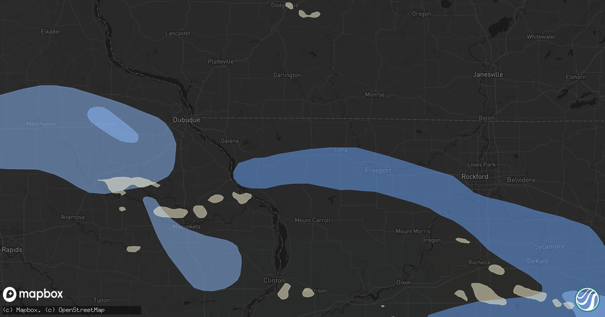 Hail map in Stockton, IL on August 11, 2026