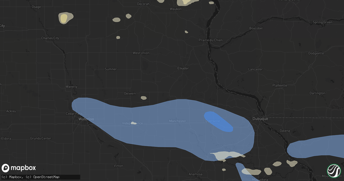 Hail map in Strawberry Point, IA on August 11, 2026