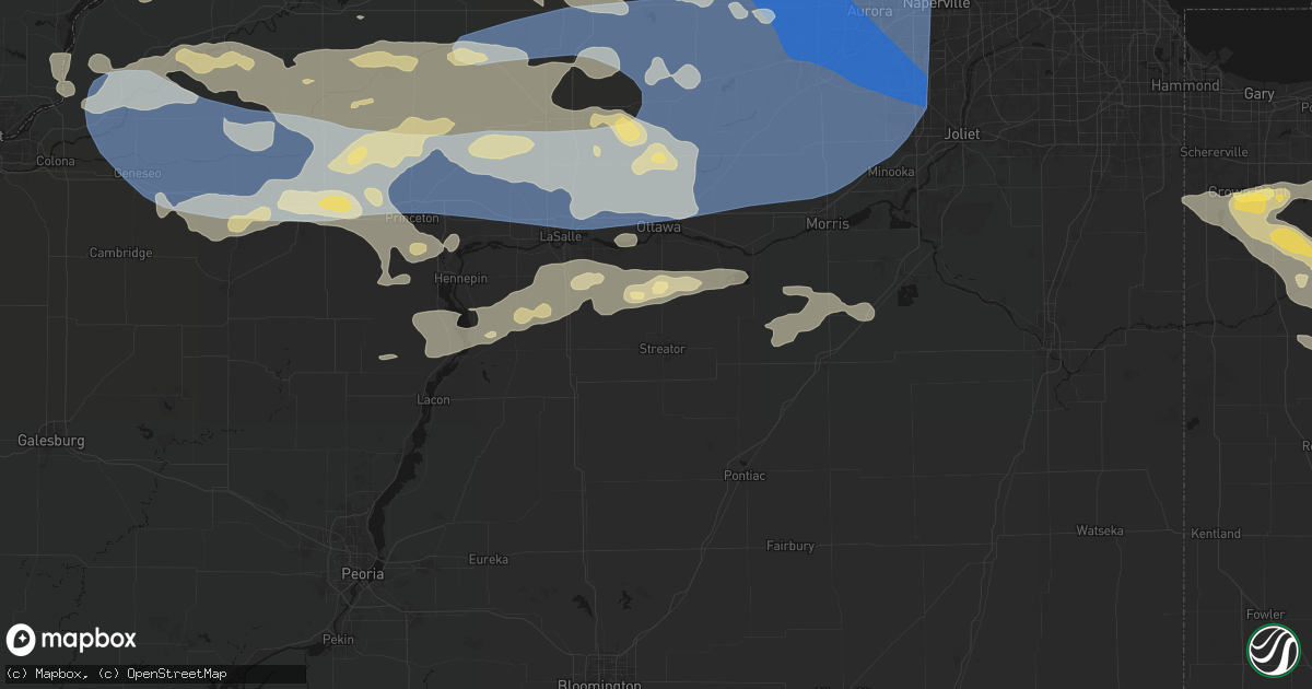 Hail map in Streator, IL on August 11, 2026