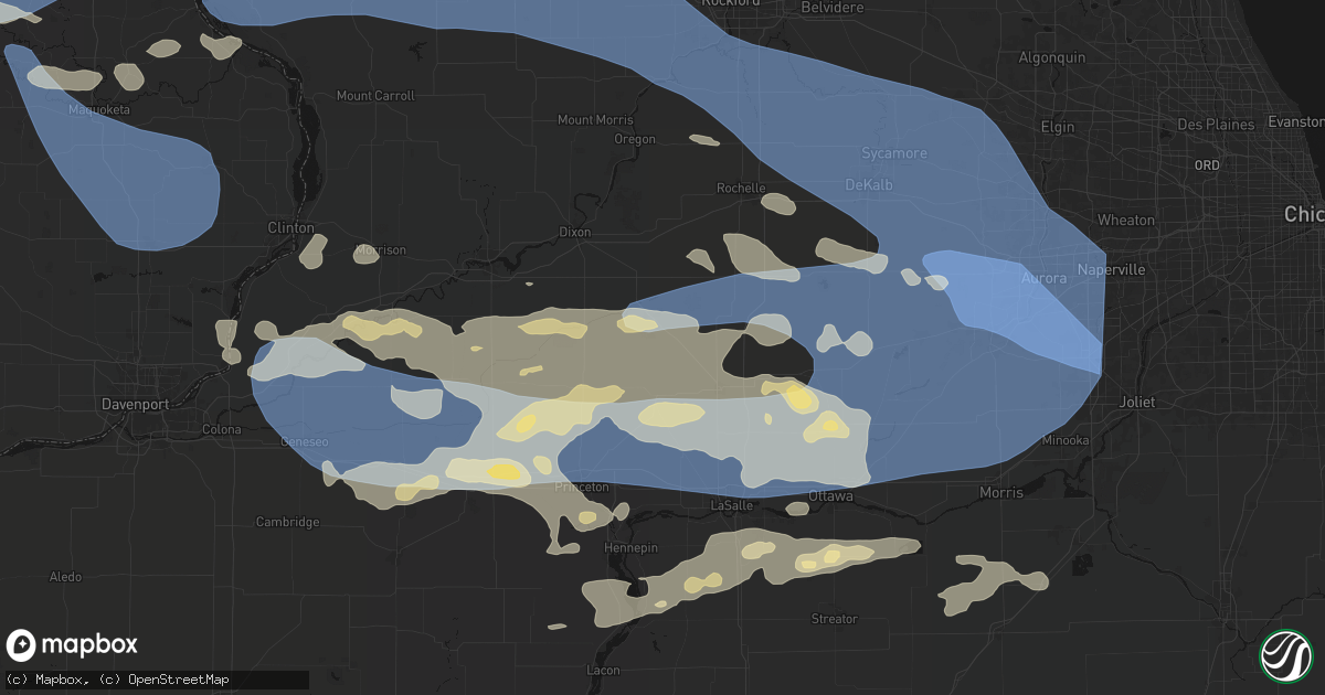 Hail map in Sublette, IL on August 11, 2026