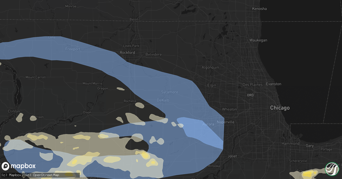 Hail map in Sycamore, IL on August 11, 2026