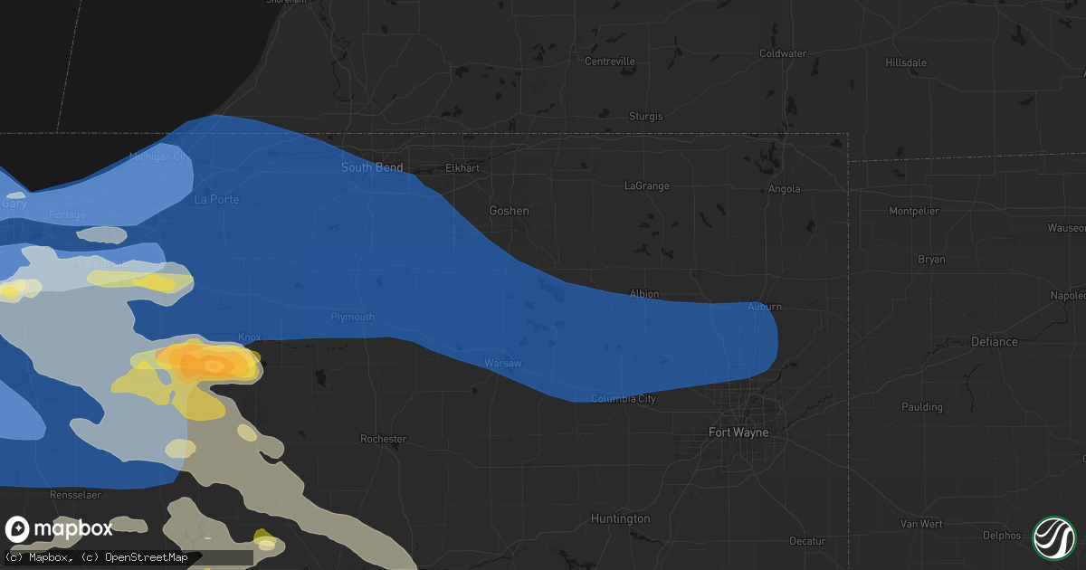 Hail map in Syracuse, IN on August 11, 2026
