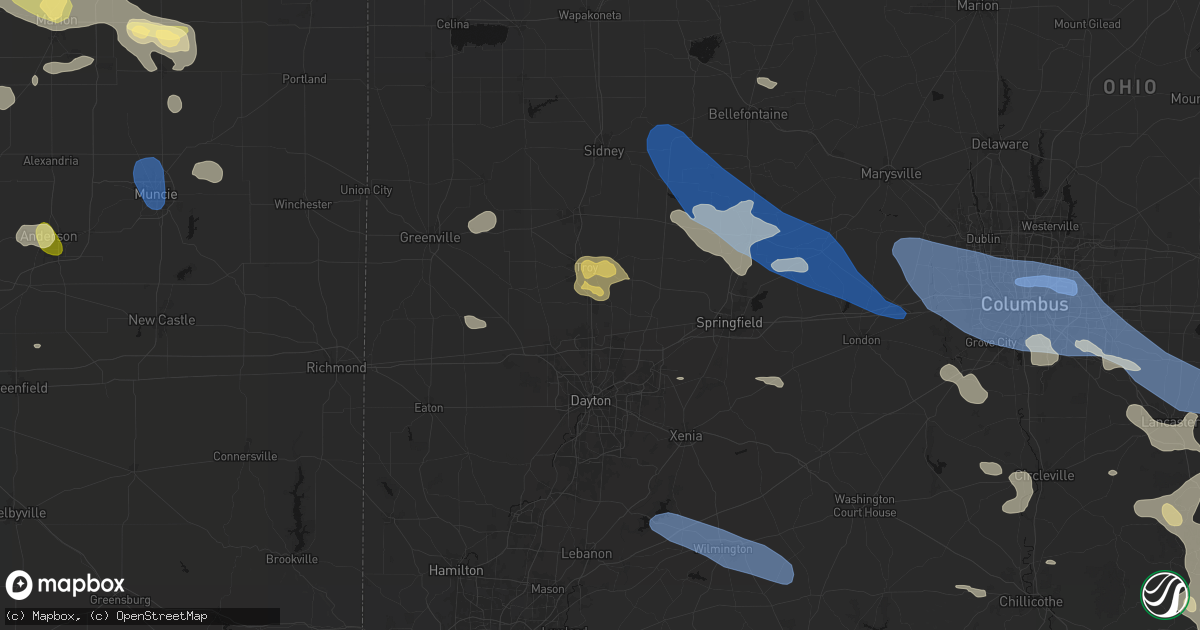 Hail map in Tipp City, OH on August 11, 2026