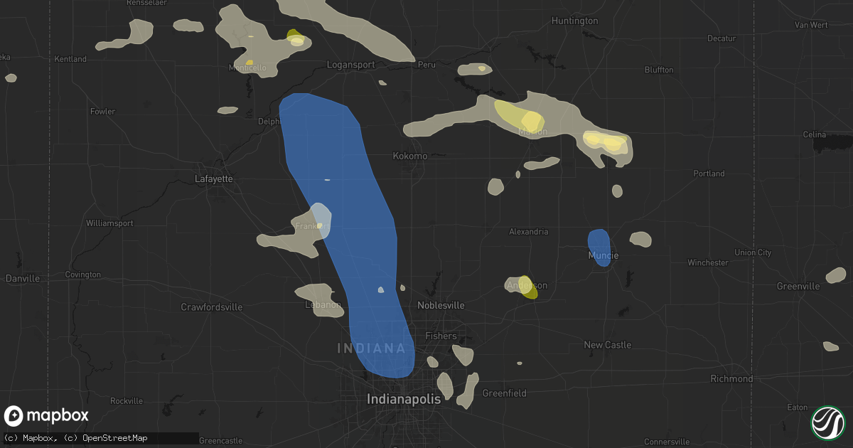 Hail map in Tipton, IN on August 11, 2026