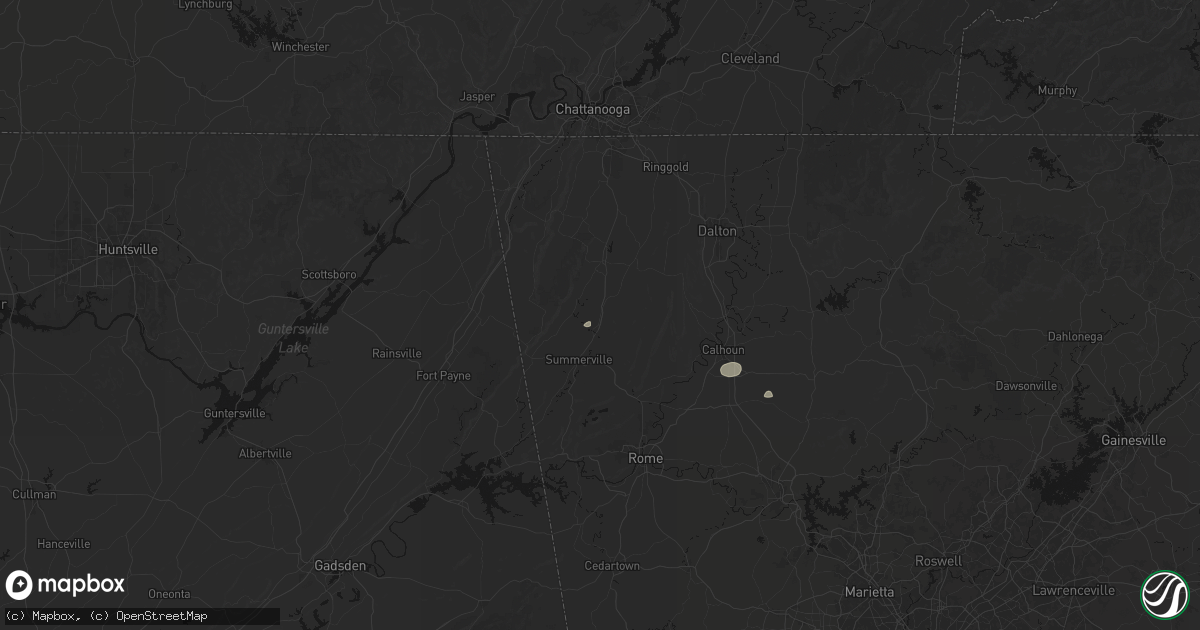 Hail map in Trion, GA on August 11, 2026