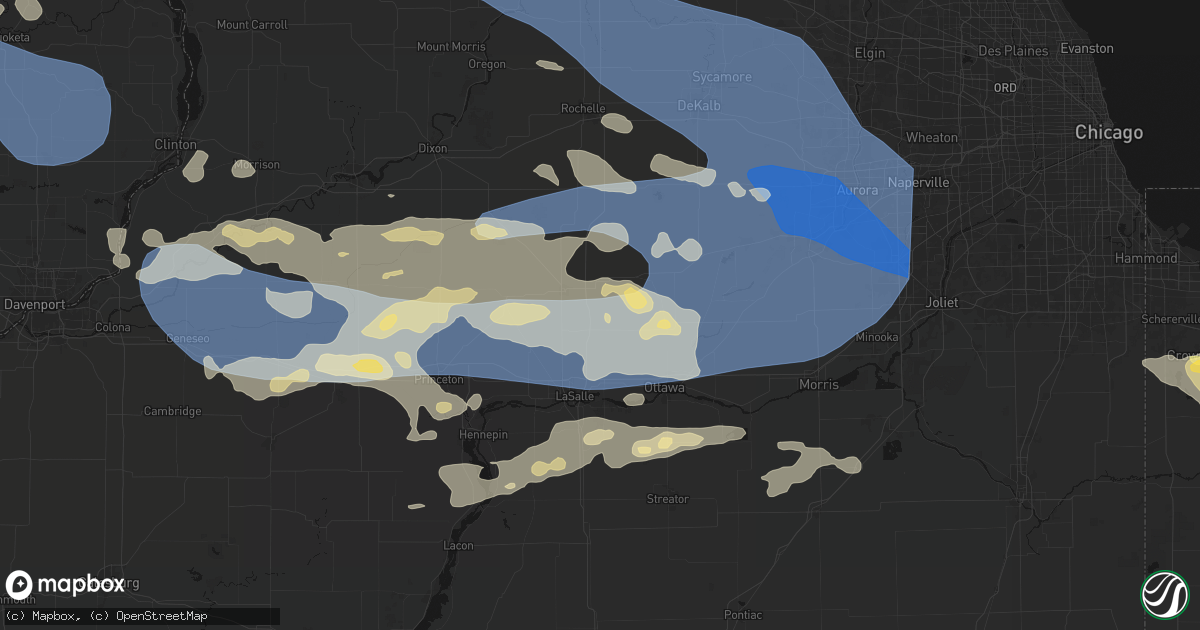 Hail map in Triumph, IL on August 11, 2026