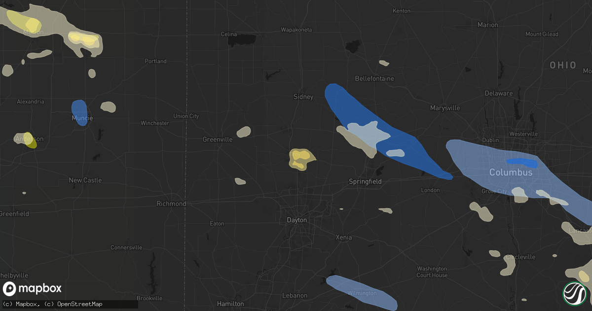 Hail map in Troy, OH on August 11, 2026