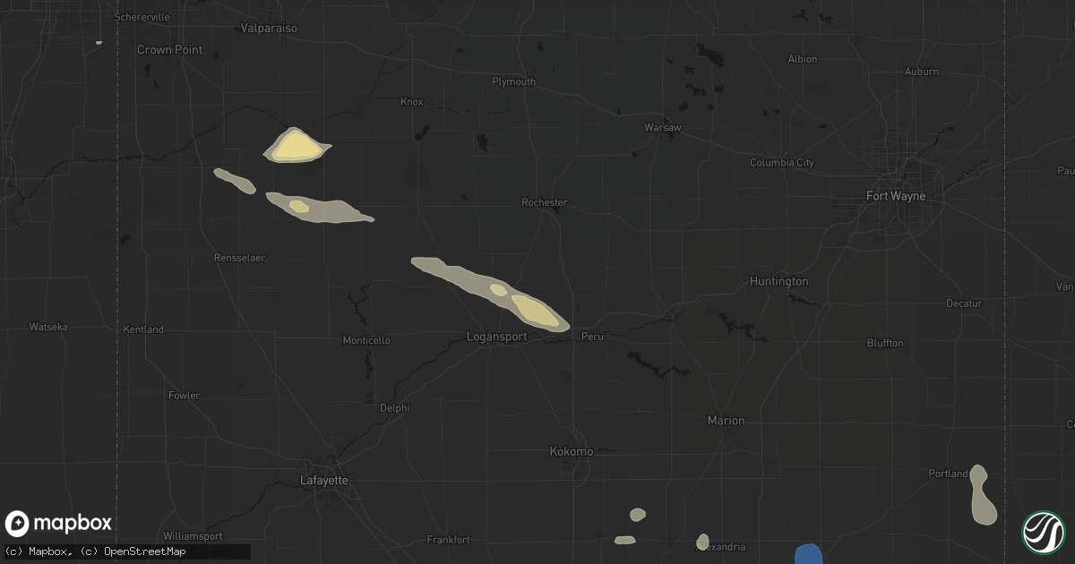 Hail map in Twelve Mile, IN on August 11, 2026