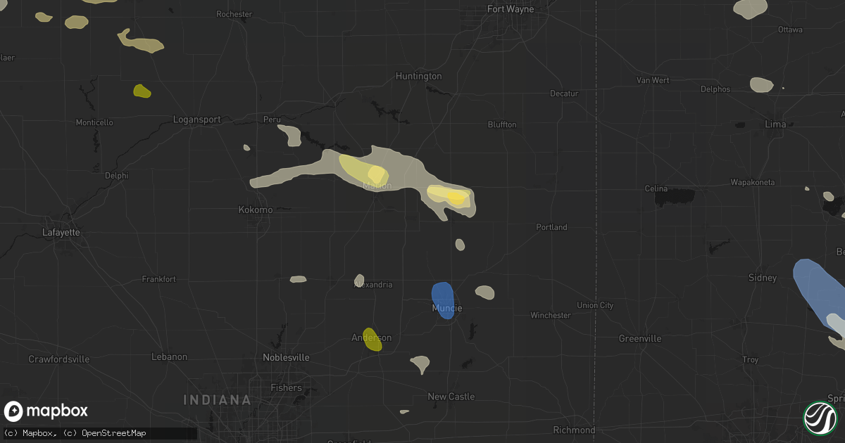 Hail map in Upland, IN on August 11, 2026