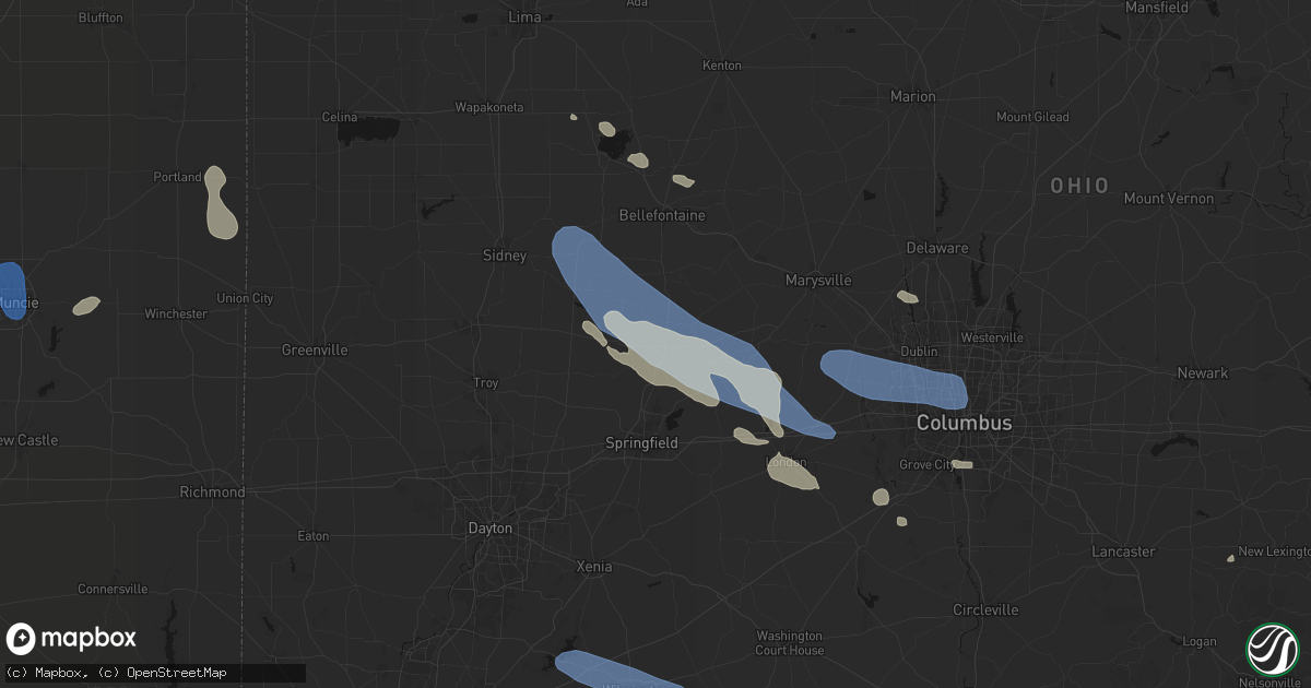 Hail map in Urbana, OH on August 11, 2026