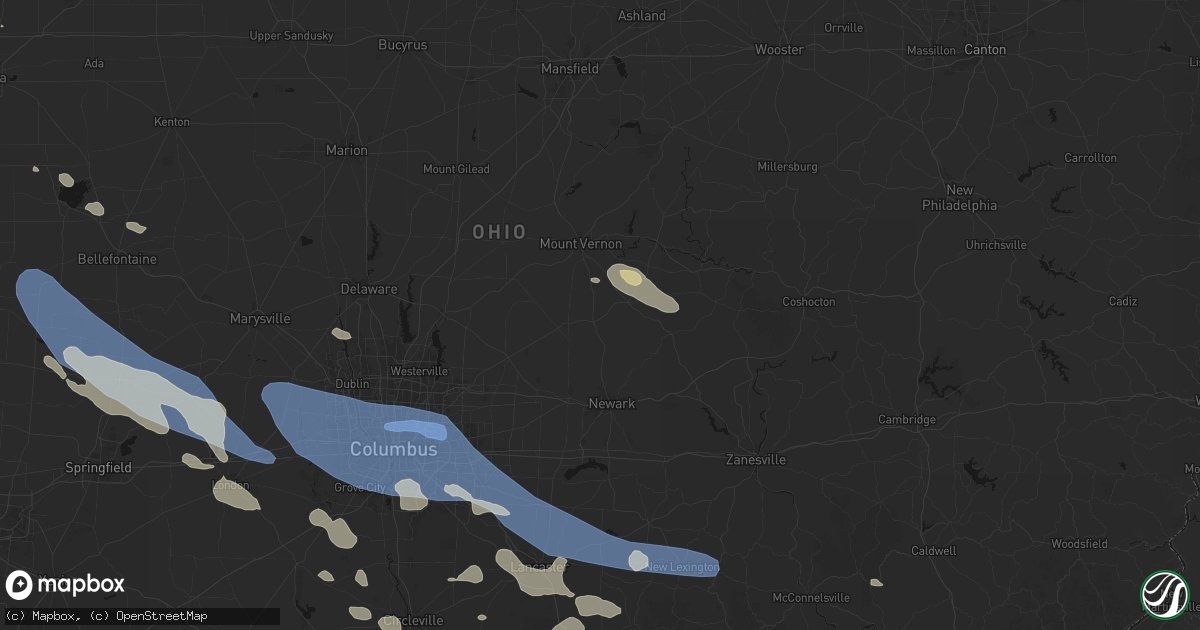 Hail map in Utica, OH on August 11, 2026