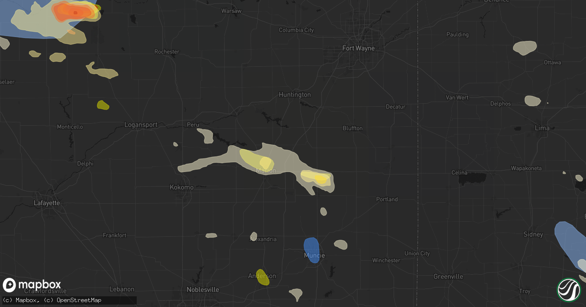 Hail map in Van Buren, IN on August 11, 2026