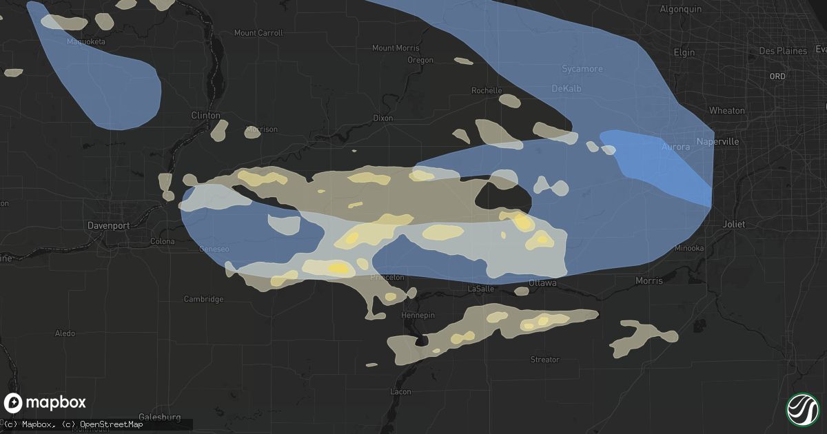 Hail map in Van Orin, IL on August 11, 2026
