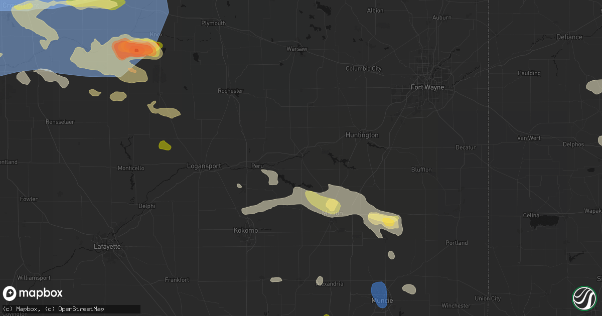 Hail map in Wabash, IN on August 11, 2026