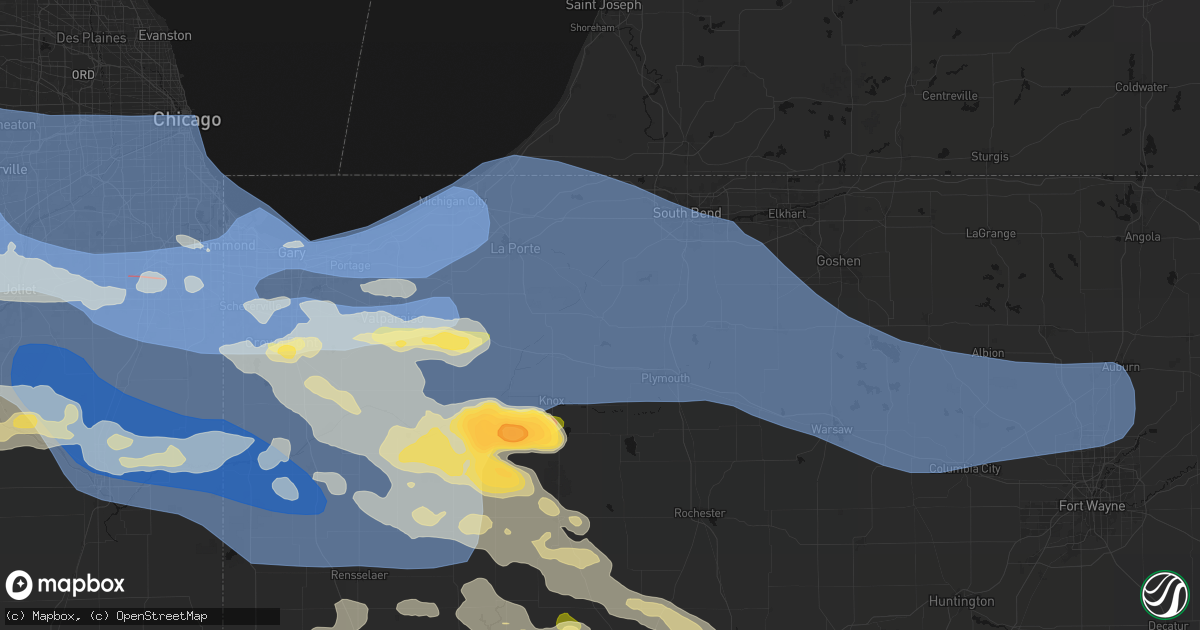 Hail map in Walkerton, IN on August 11, 2026