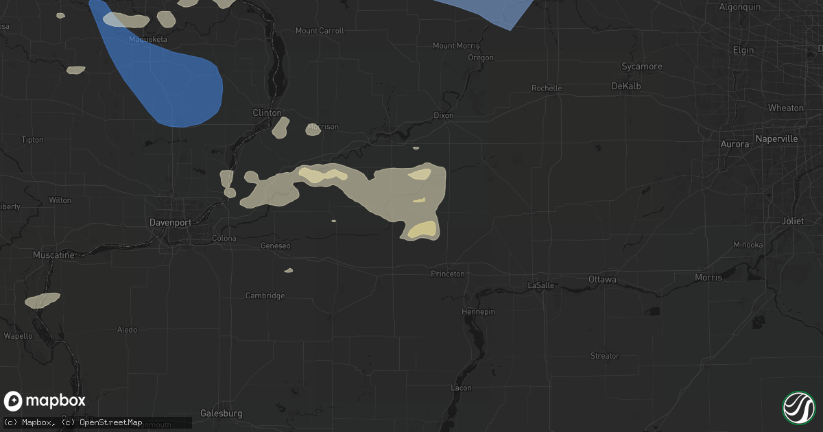 Hail map in Walnut, IL on August 11, 2026