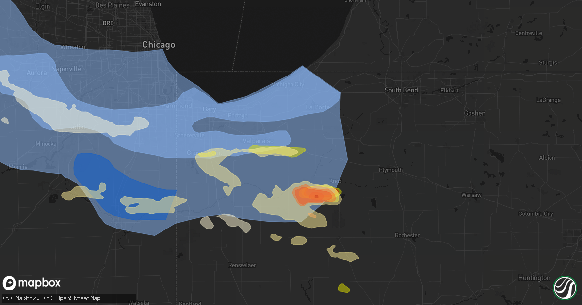 Hail map in Wanatah, IN on August 11, 2026