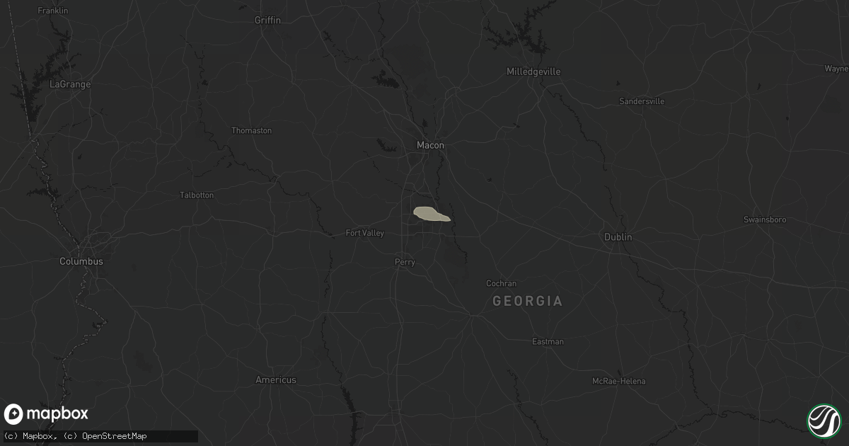 Hail map in Warner Robins, GA on August 11, 2026
