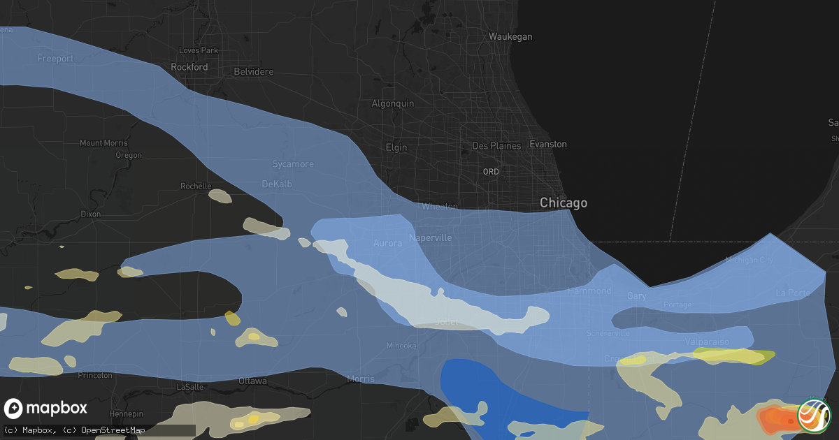 Hail map in Warrenville, IL on August 11, 2026