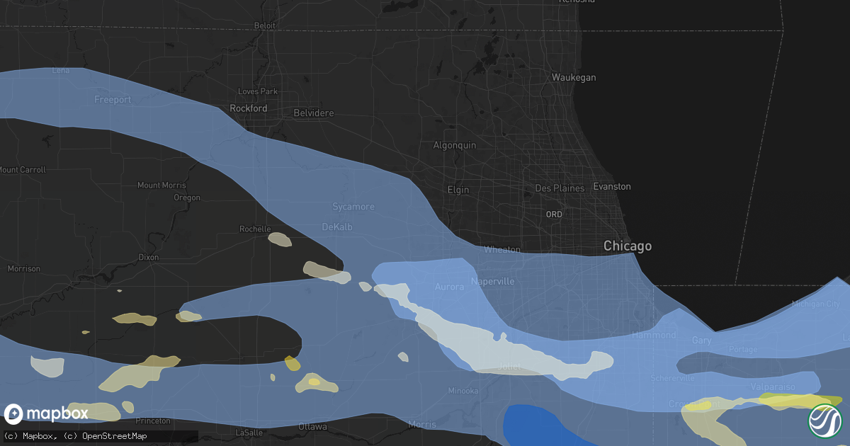 Hail map in Wasco, IL on August 11, 2026