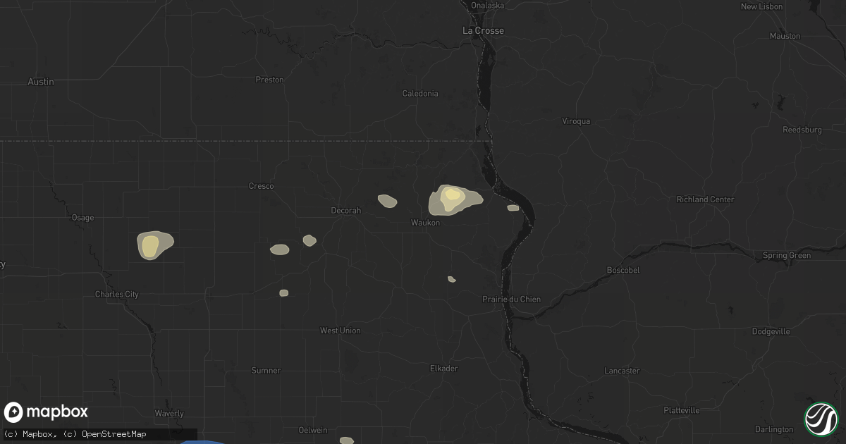 Hail map in Waukon, IA on August 11, 2026