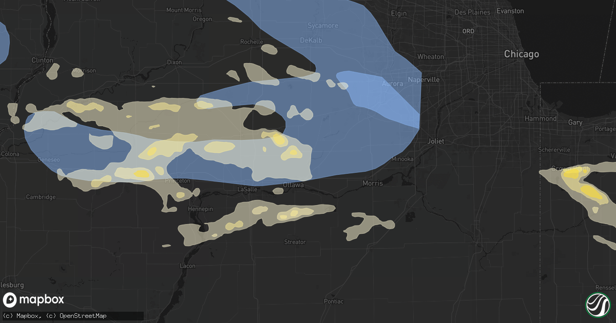Hail map in Wedron, IL on August 11, 2026