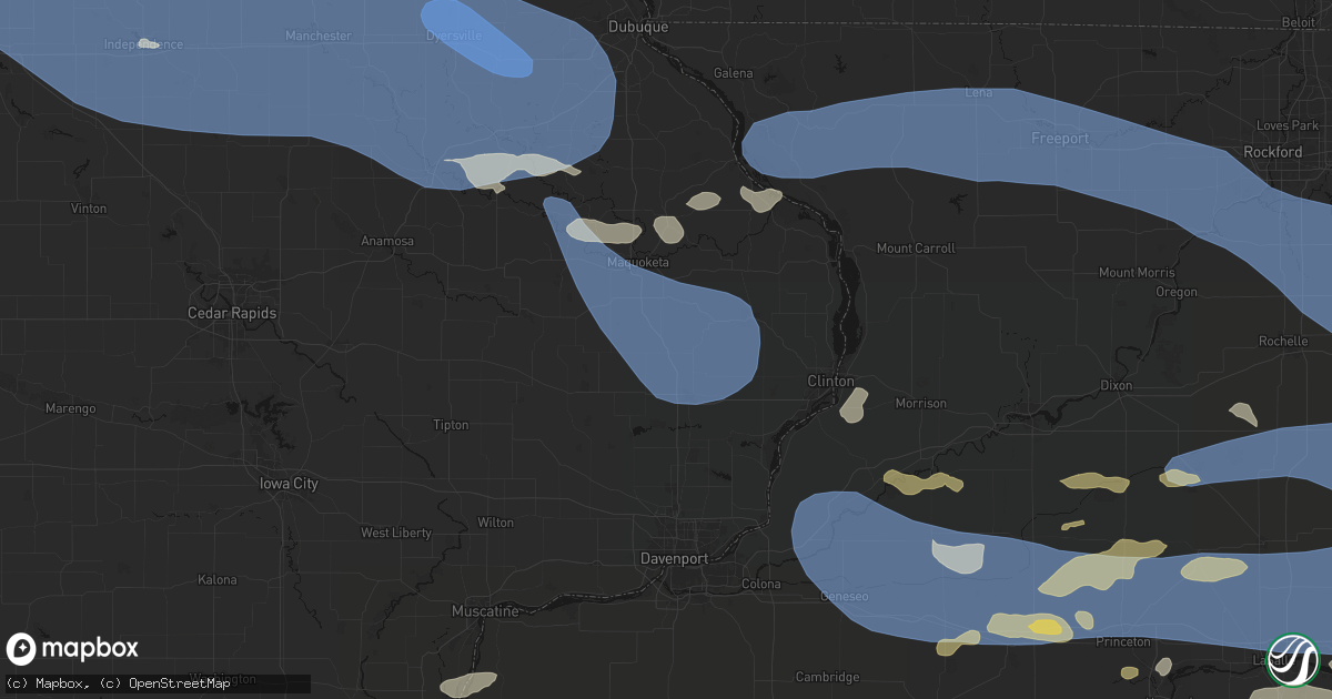 Hail map in Welton, IA on August 11, 2026