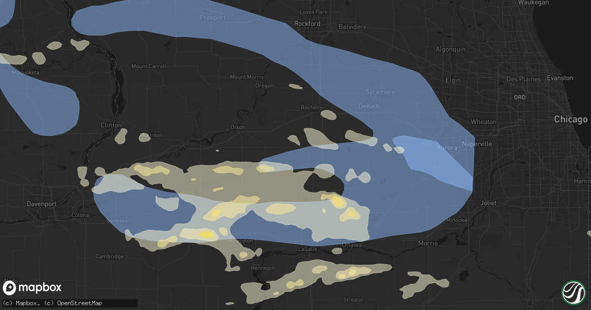Hail map in West Brooklyn, IL on August 11, 2026