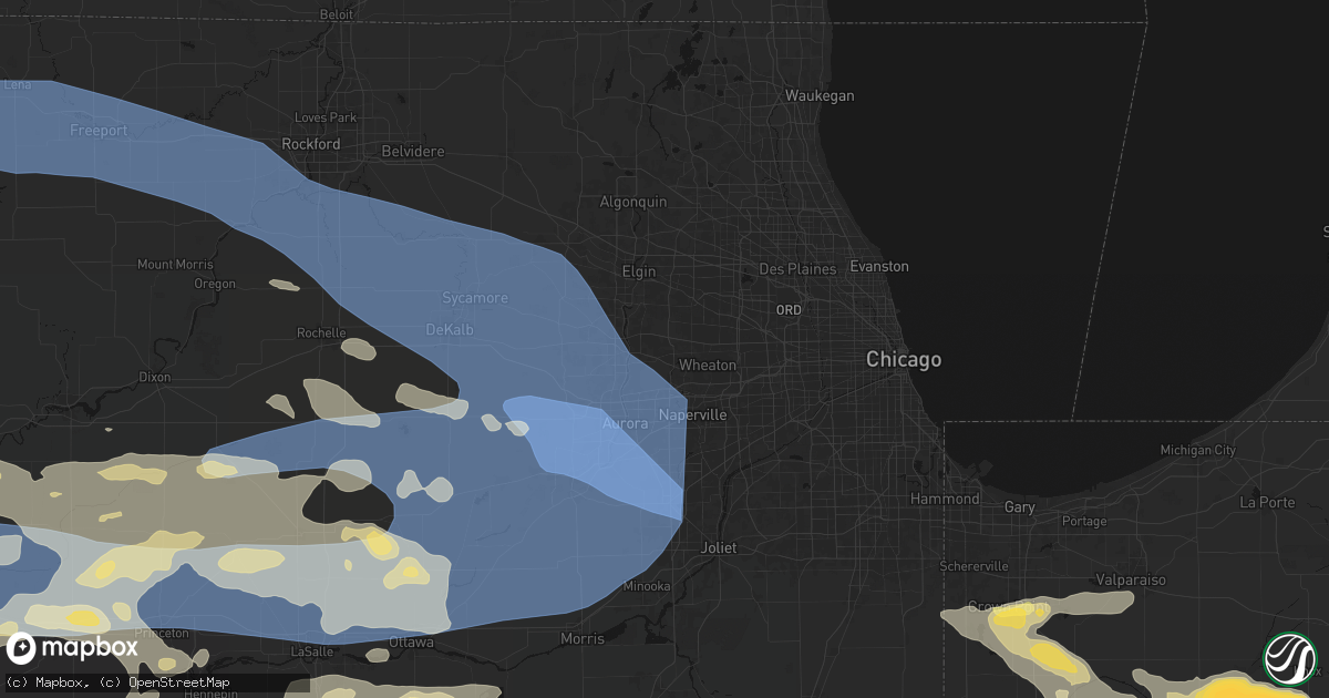 Hail map in West Chicago, IL on August 11, 2026