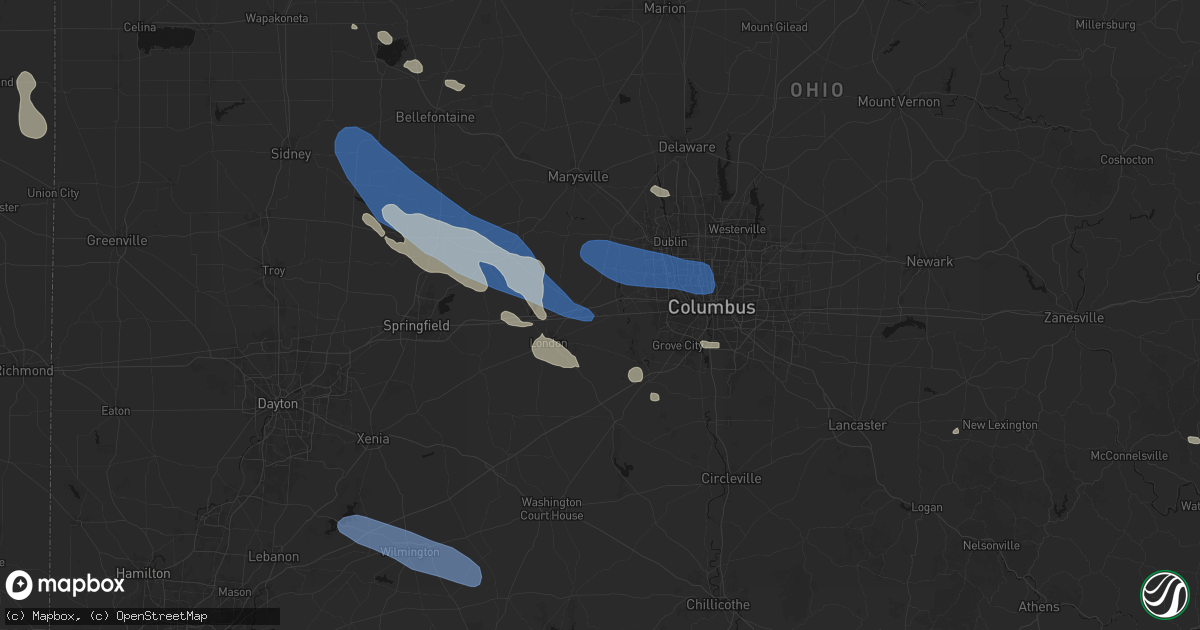 Hail map in West Jefferson, OH on August 11, 2026