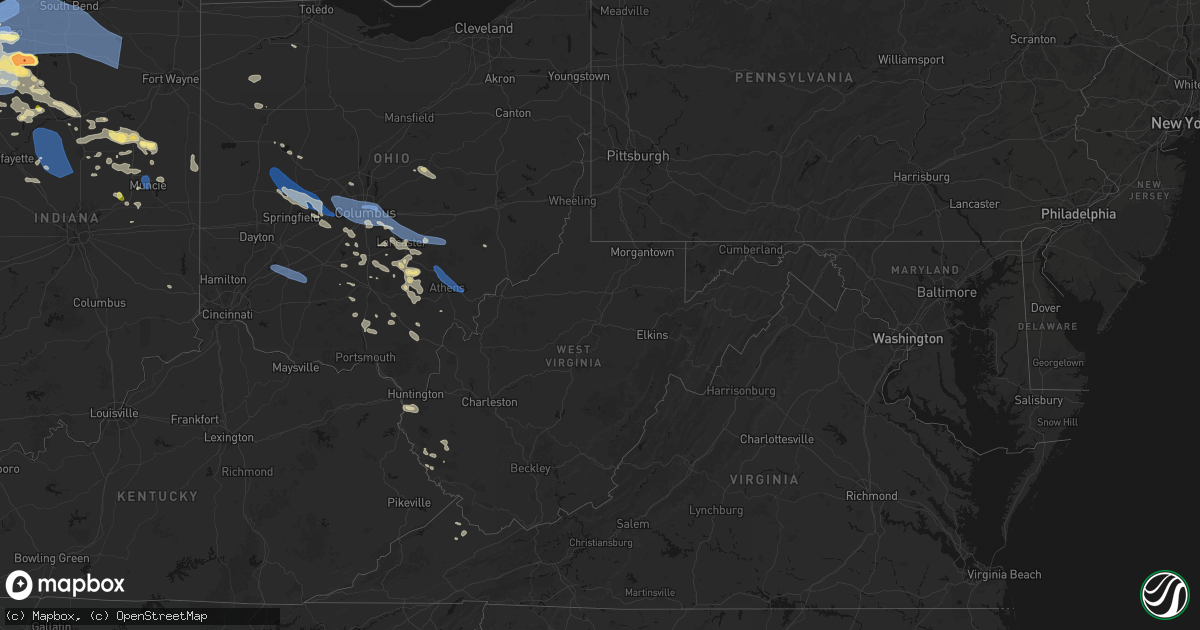 Hail map in West Virginia on August 11, 2026