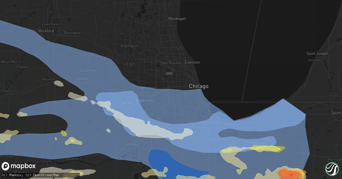 Hail map in Westchester, IL on August 11, 2026