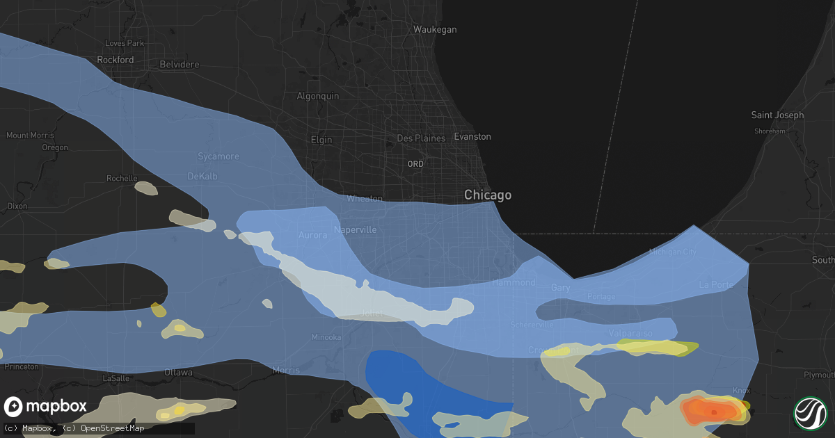 Hail map in Western Springs, IL on August 11, 2026