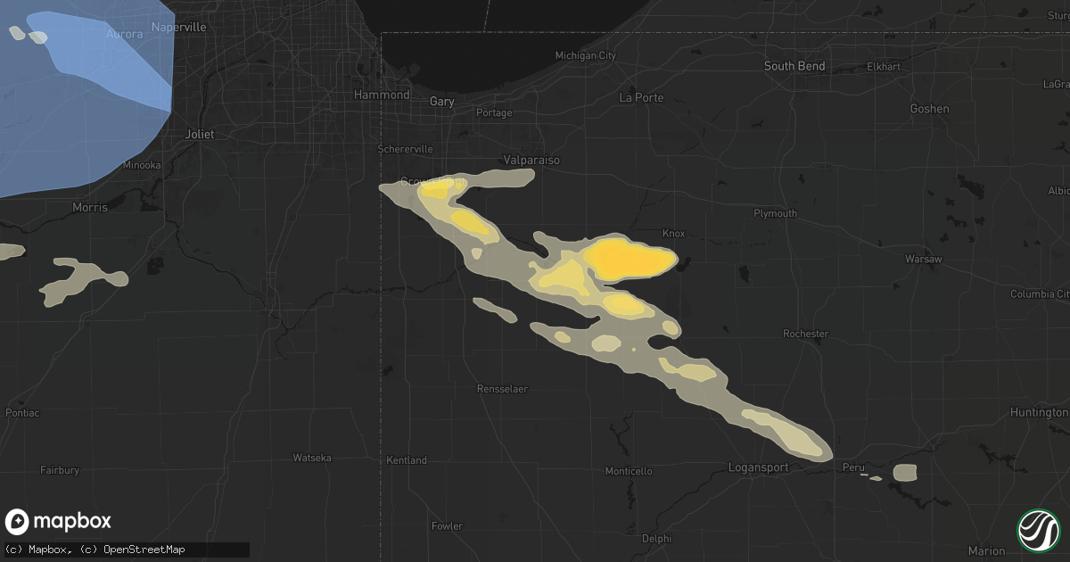Hail map in Wheatfield, IN on August 11, 2026