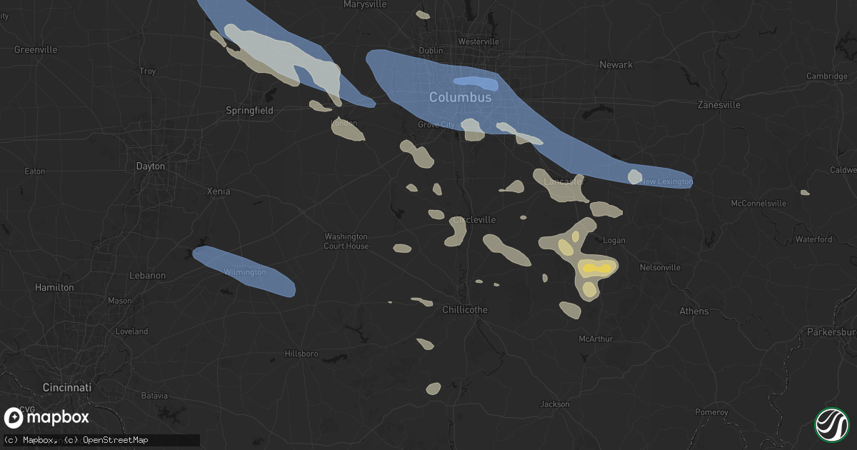 Hail map in Williamsport, OH on August 11, 2026