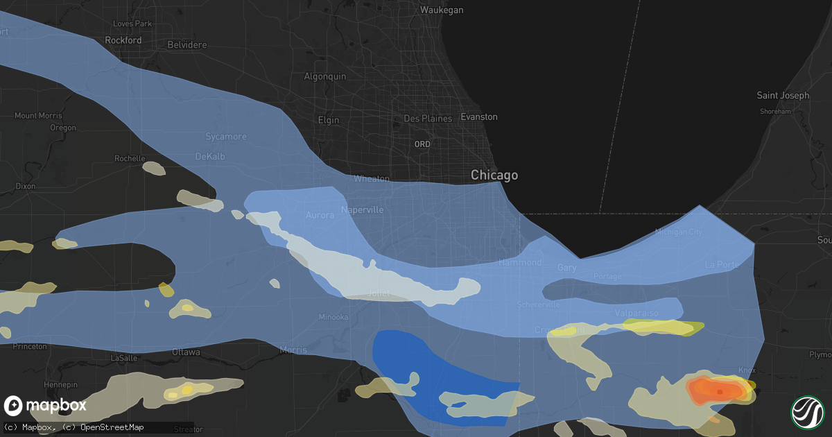 Hail map in Willowbrook, IL on August 11, 2026