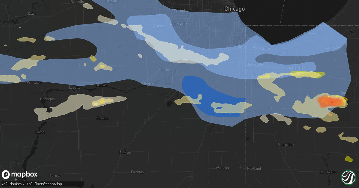 Hail map in Wilmington, IL on August 11, 2026