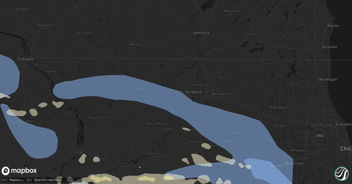 Hail map in Winnebago, IL on August 11, 2026