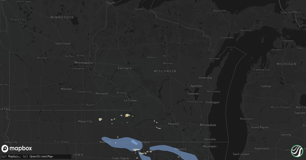 Hail map in Wisconsin on August 11, 2026
