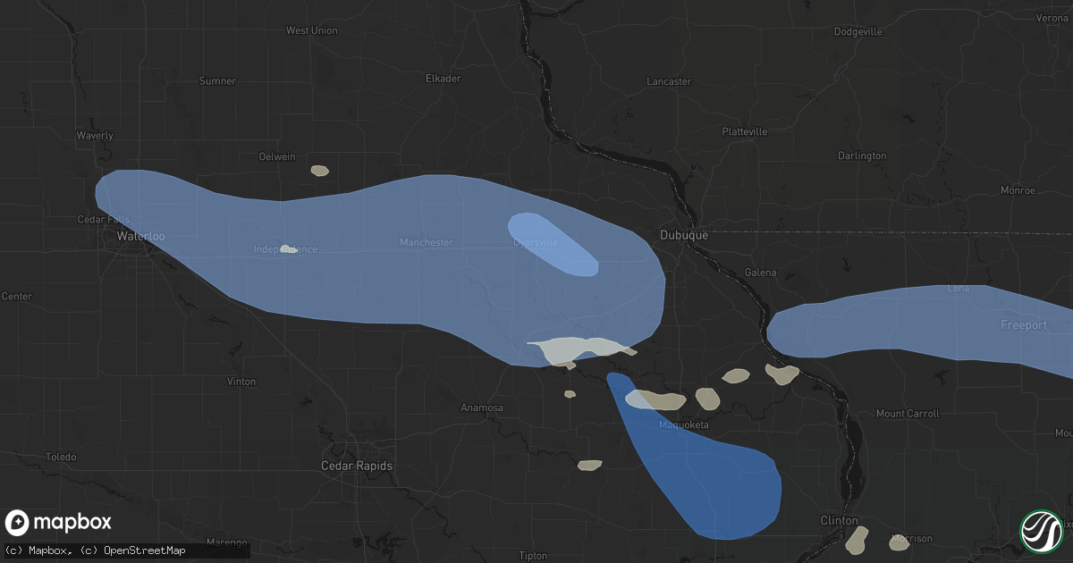 Hail map in Worthington, IA on August 11, 2026