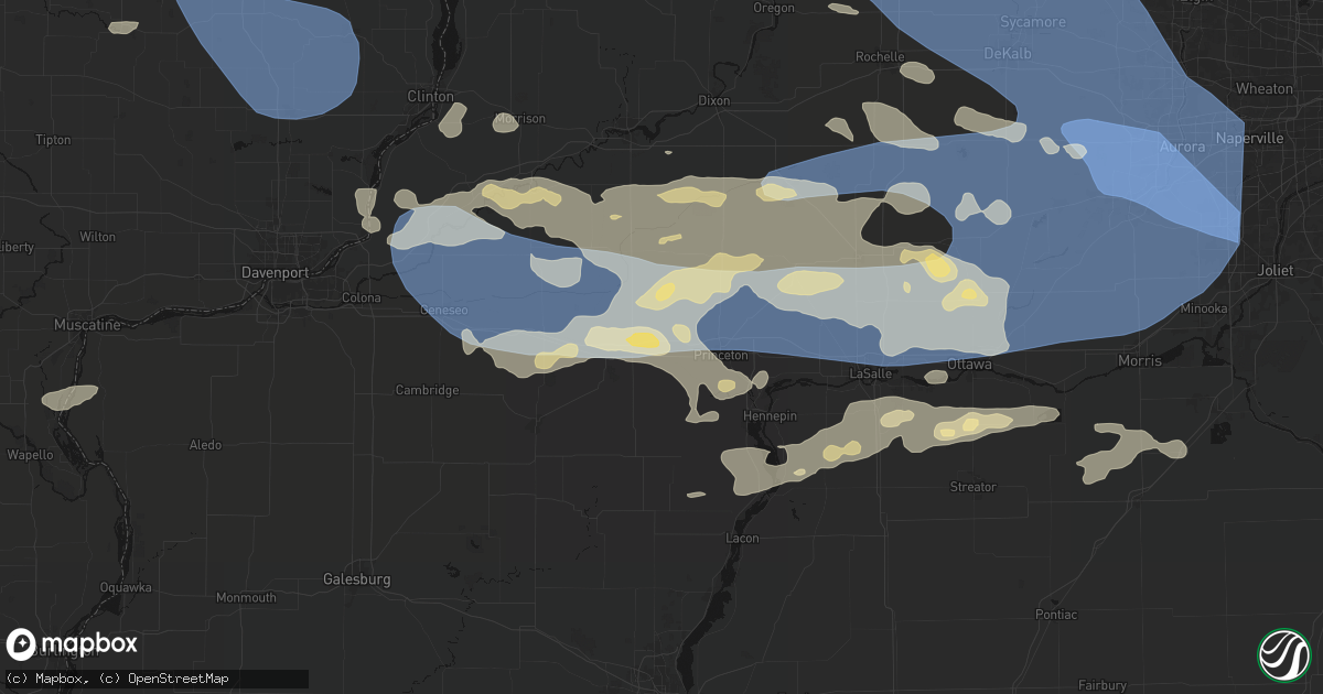 Hail map in Wyanet, IL on August 11, 2026