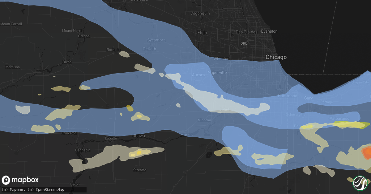 Hail map in Yorkville, IL on August 11, 2026