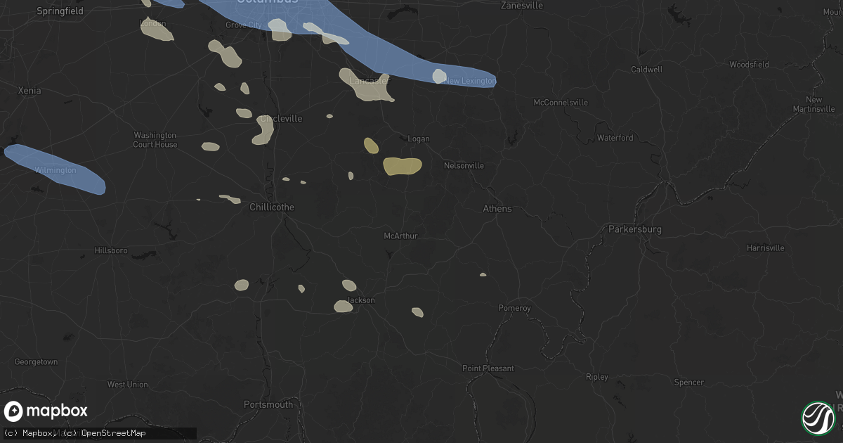 Hail map in Zaleski, OH on August 11, 2026