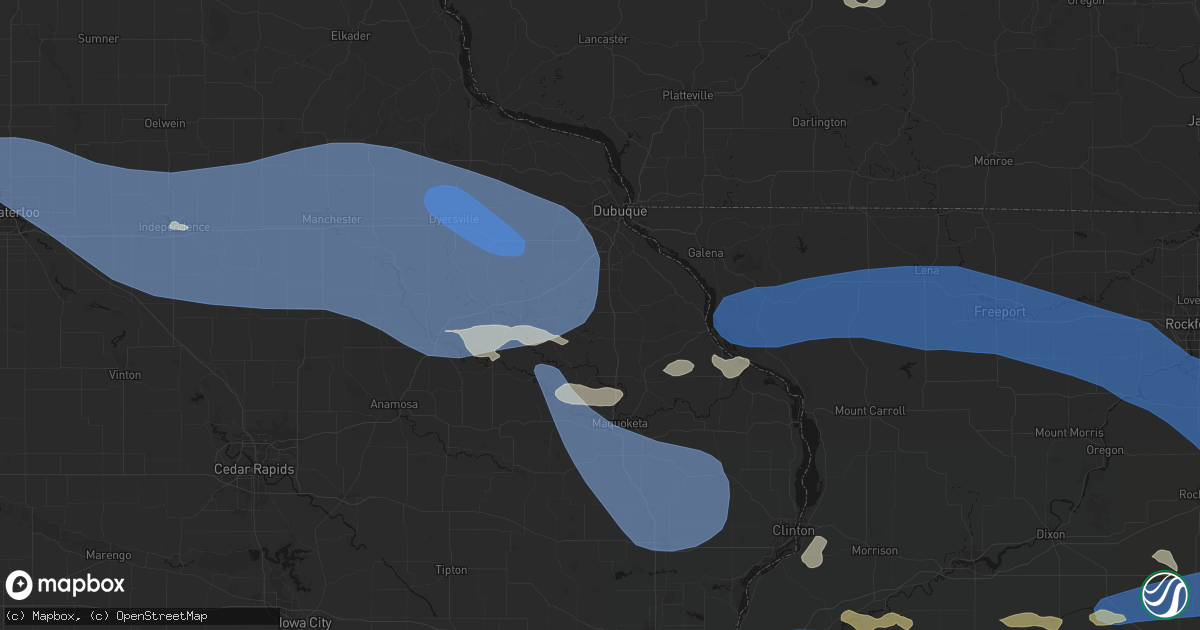 Hail map in Zwingle, IA on August 11, 2026