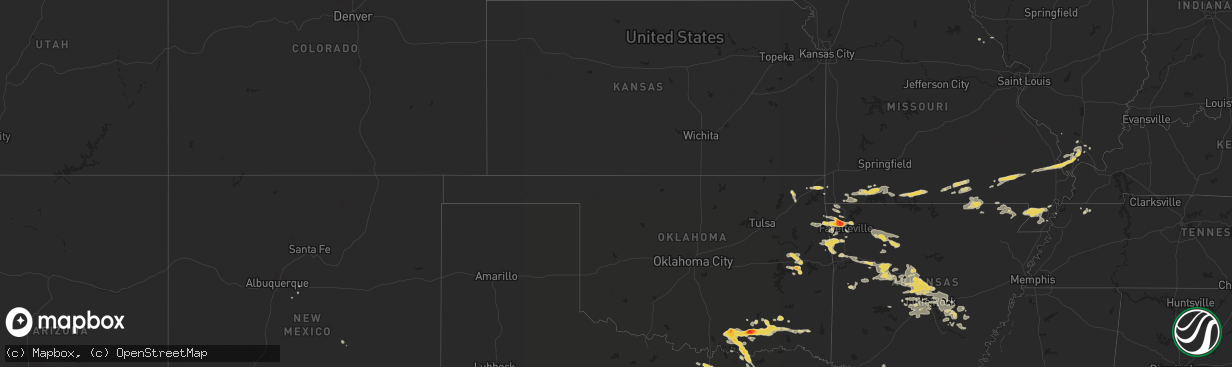 Hail map on August 12, 2012